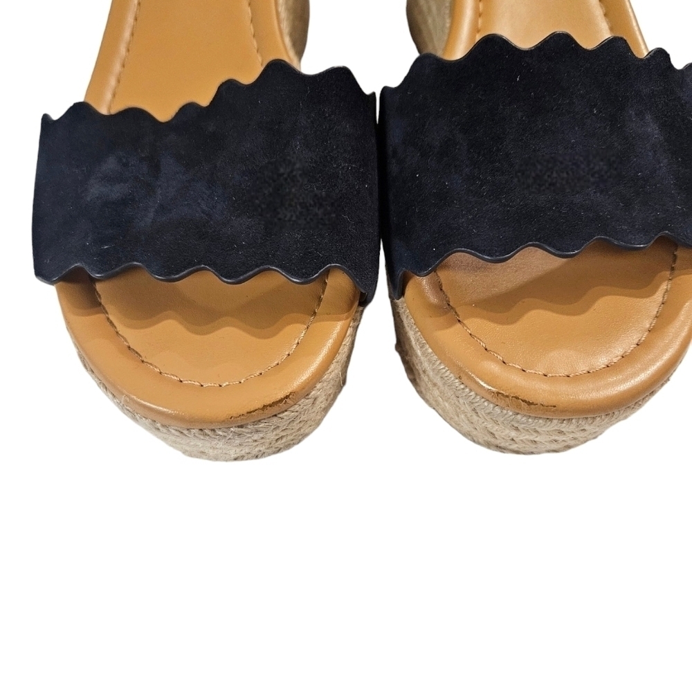J. Crew Suede Scalloped Flatform Espadrille Platform Sandals - Picture 4 of 8